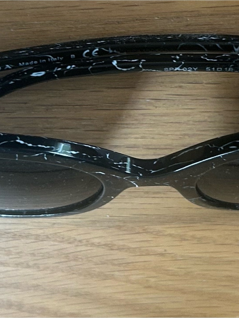Prada Black Marble Pattern Oversized Women's Sunglasses - Picture 2 of 7